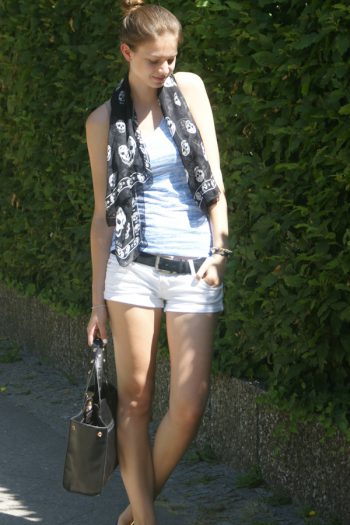 black, blue & white shorts