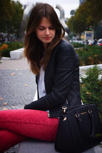 glaring red jeans