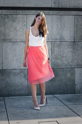 Plisse Mesh Midi Skirt