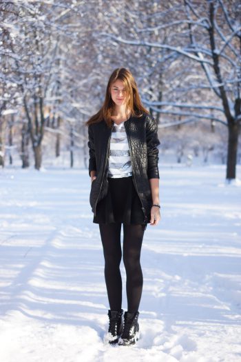 Festive Outfit: Sequins & Leather