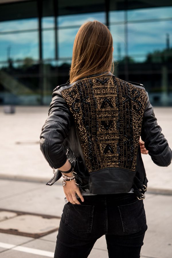 bestickte Lederjacke